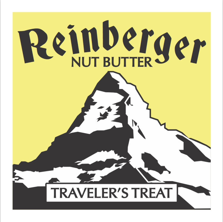 reinberger nut butter label for traveler's treat nut butter made with coconut banana and raisin