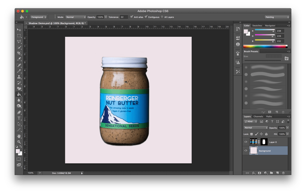 Isolated product image with a new background layer added.