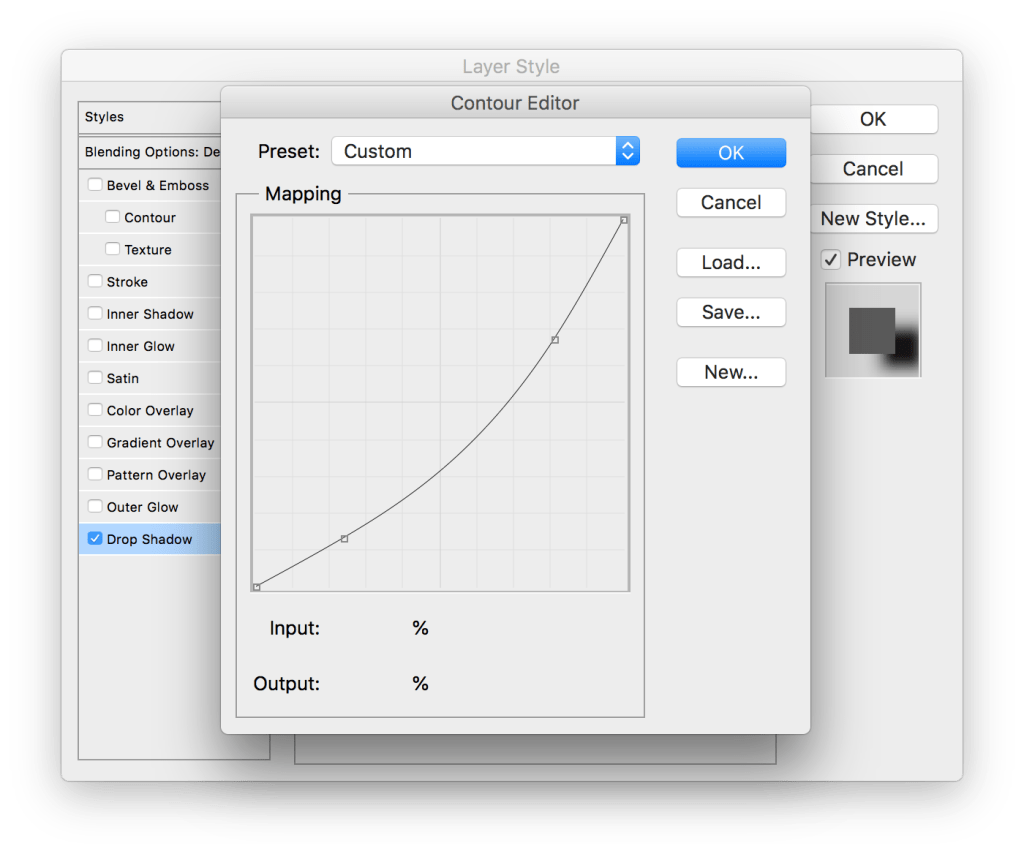 Adjusting the contour mapping using the contour editor window in Photoshop